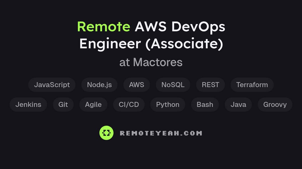 Remote AWS DevOps Engineer (Associate) at Mactores