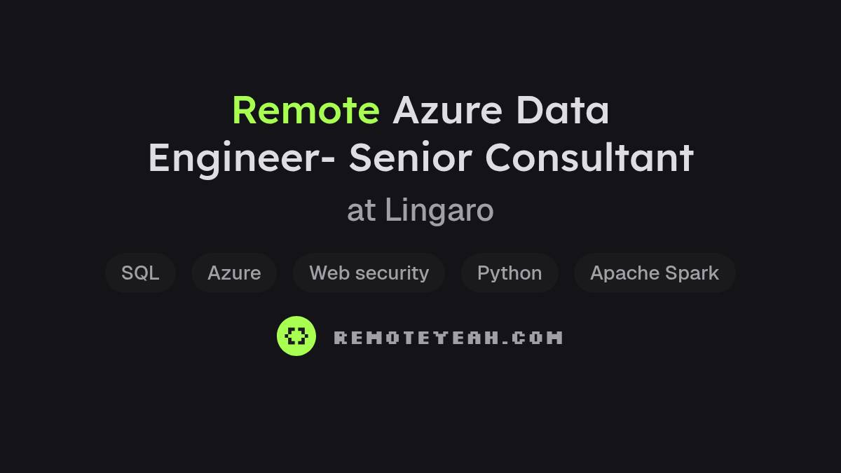 Remote Azure Data Engineer- Senior Consultant at Lingaro