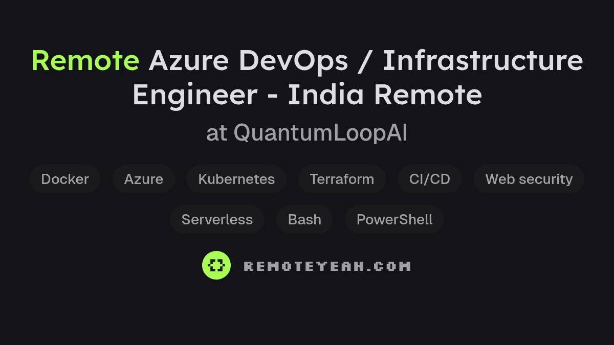 Remote Azure DevOps / Infrastructure Engineer - India Remote at ...