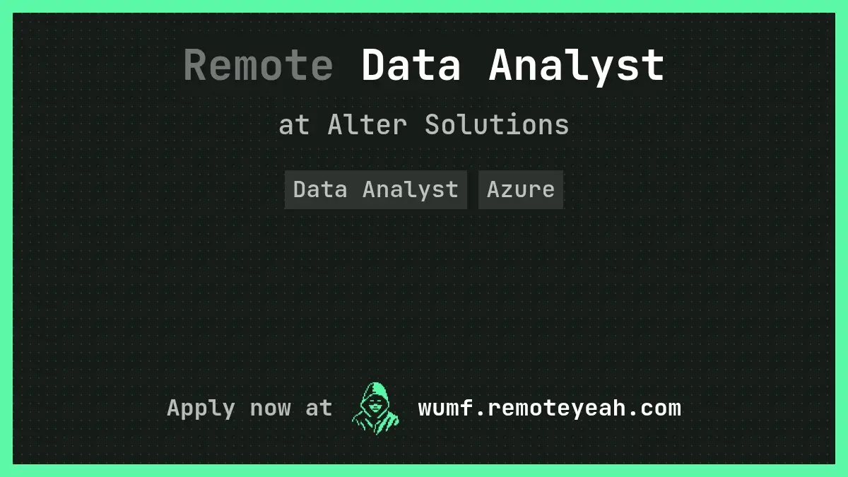 Remote Data Analyst at Alter Solutions