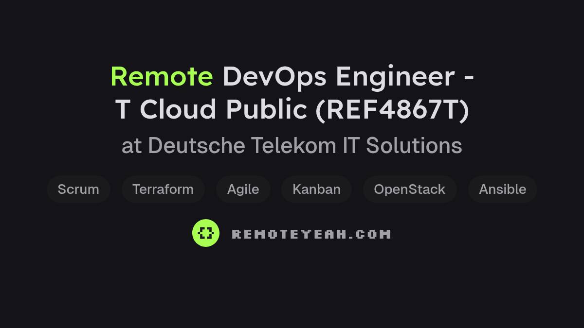Remote DevOps Engineer - T Cloud Public (REF4867T) at Deutsche Telekom ...