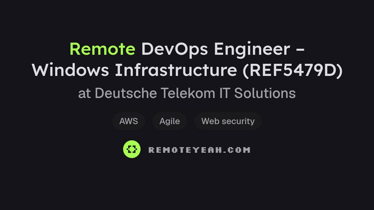 Remote DevOps Engineer – Windows Infrastructure (REF5479D) at Deutsche ...