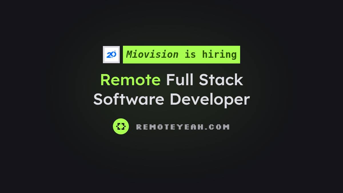 Transportation Stack Remote Full Stack Software Developer at Miovision