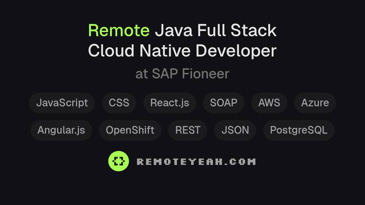 Remote Java Full Stack Cloud Native Developer at SAP Fioneer