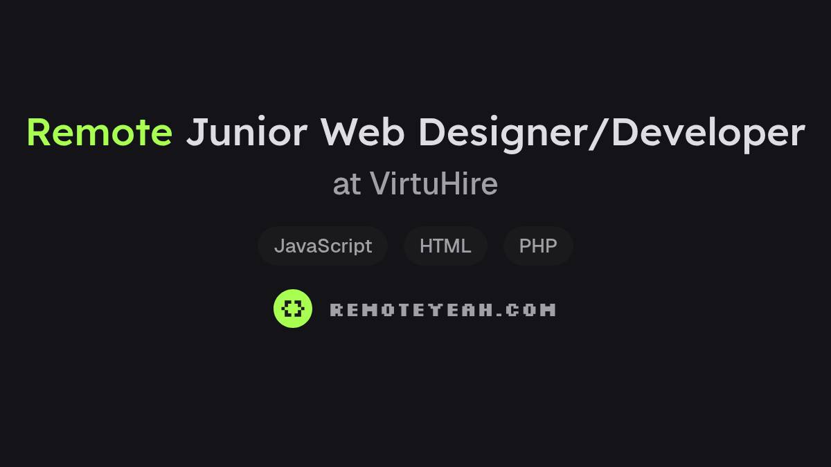 Remote Junior Web Designer/Developer at VirtuHire
