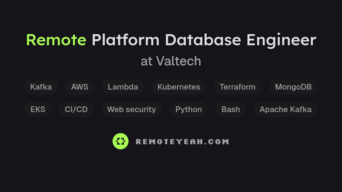 Remote Platform Database Engineer at Valtech