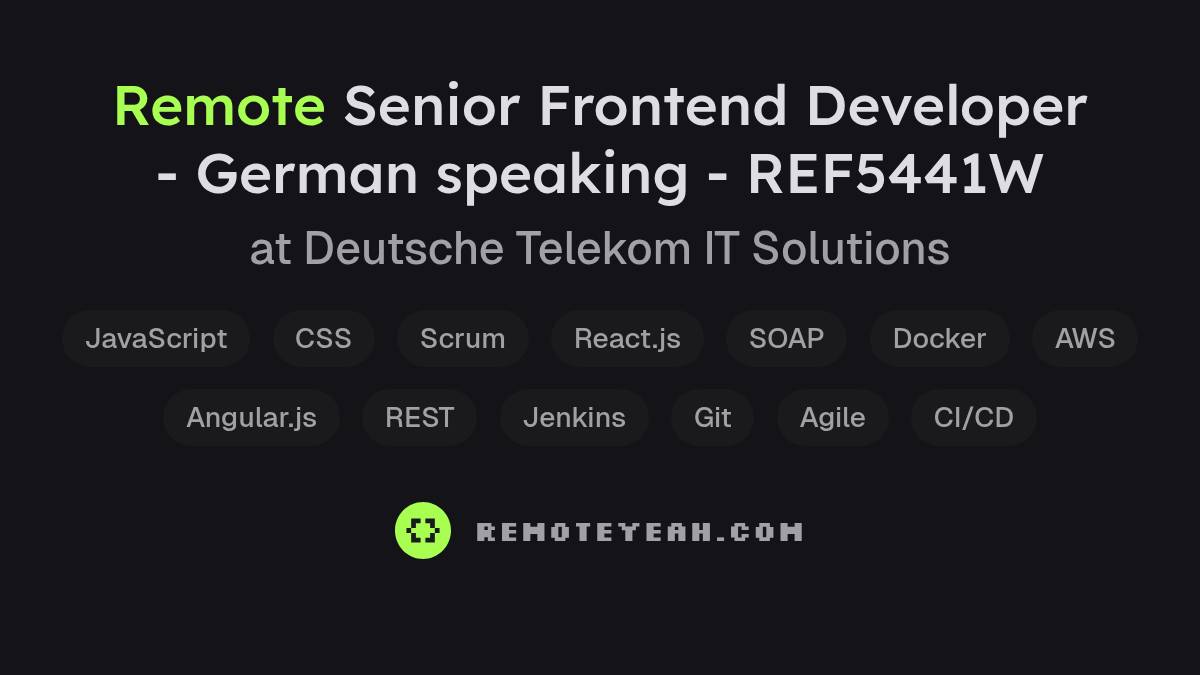 Remote Senior Frontend Developer - German speaking - REF5441W at ...