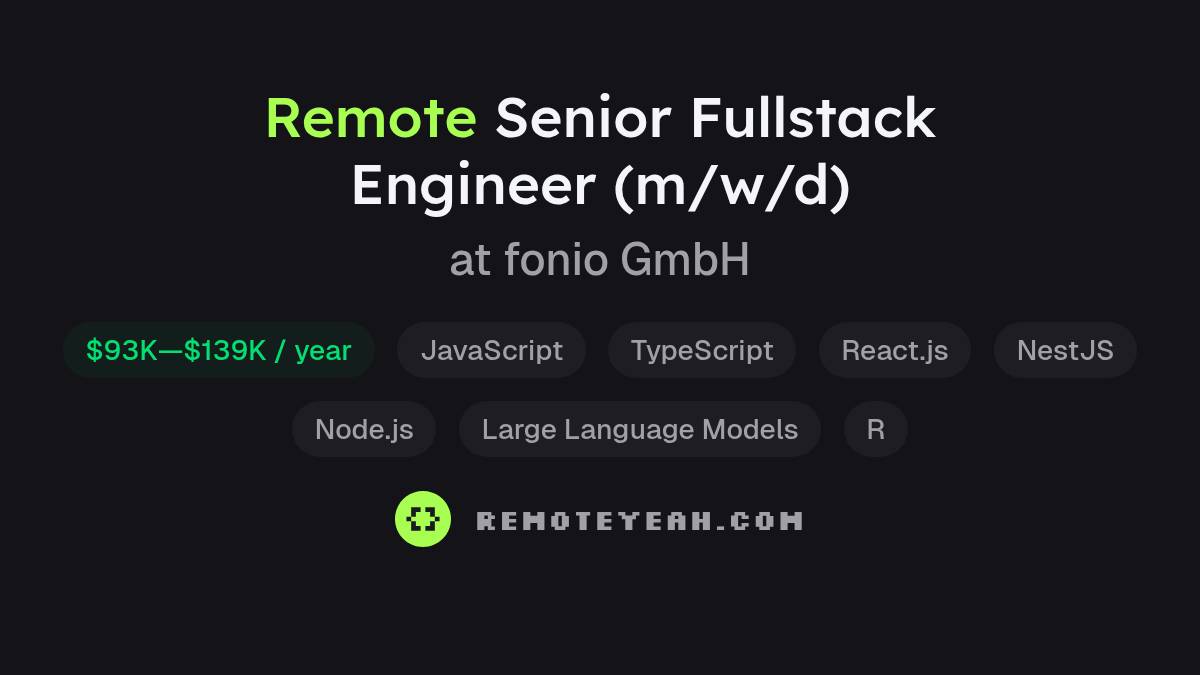 Remote Senior Fullstack Engineer (m/w/d) at fonio GmbH