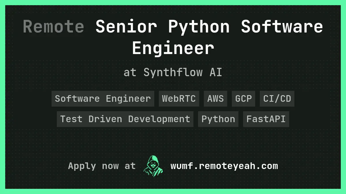 Remote Senior Python Software Engineer at Synthflow AI