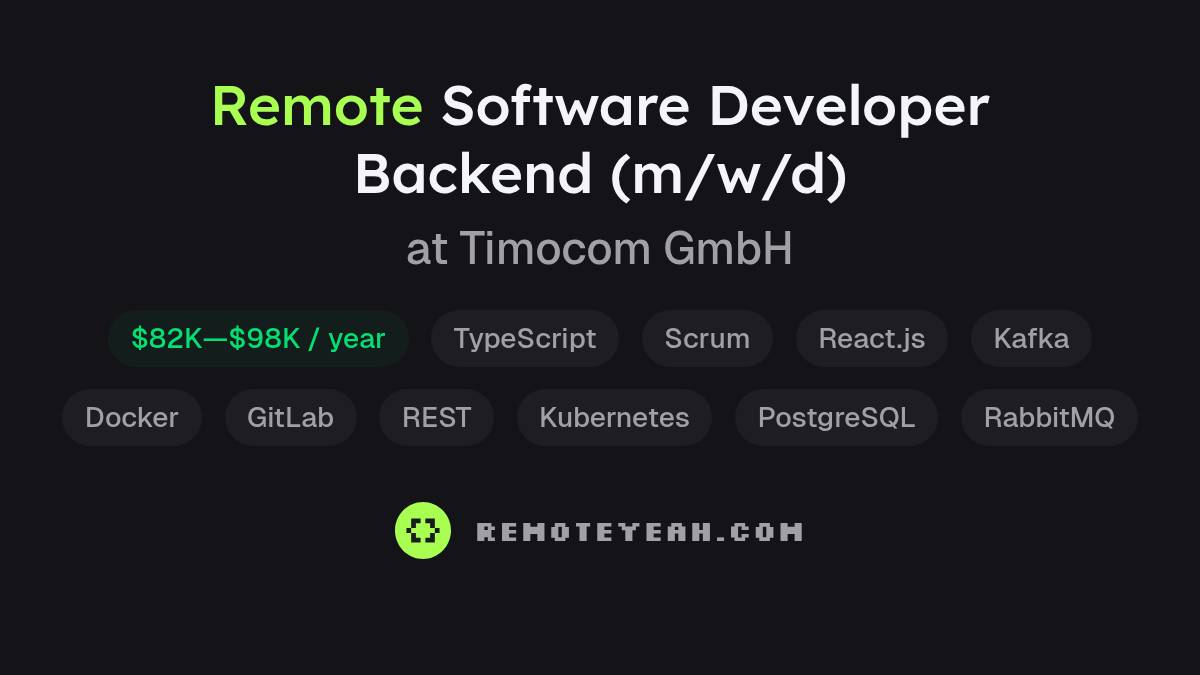 Remote Software Developer Backend (m/w/d) at Timocom GmbH