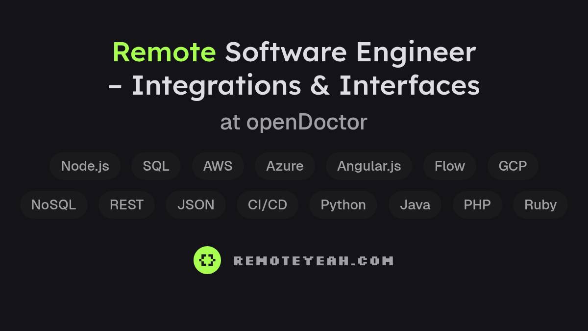Remote Software Engineer – Integrations & Interfaces at openDoctor