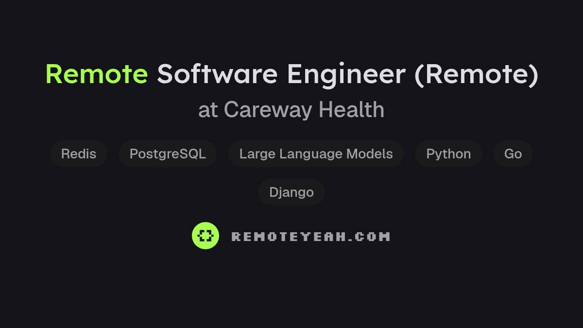 Remote Software Engineer (Remote) at Careway Health
