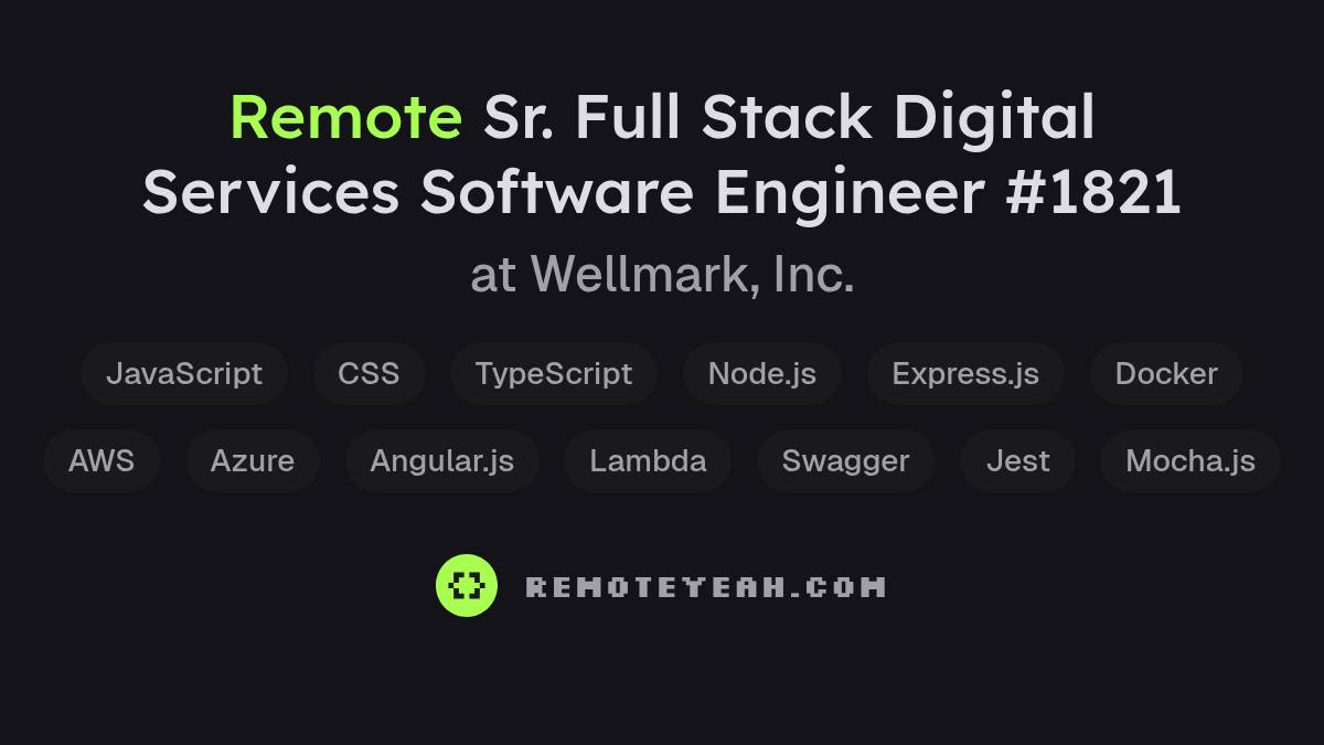 Remote Sr. Full Stack Digital Services Software Engineer #1821 at ...
