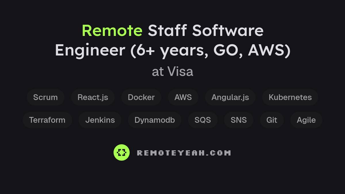 Remote Staff Software Engineer (6+ years, GO, AWS) at Visa