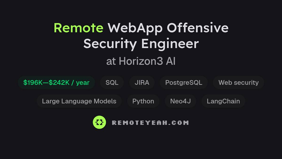 Remote WebApp Offensive Security Engineer at Horizon3 AI